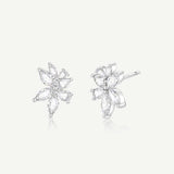 FANCIME "Wisteria Bouquet" Pendientes de plata de ley con flores y cierre de presión