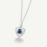 Trinity Textured Silver Necklace in Created Sapphire
