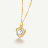 Trinity Textured Silver Necklace in Created Aquamarine