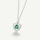 Trinity Textured Silver Necklace in Created Emerald