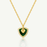 Trinity Signature Silver Necklace in Natural Malachite