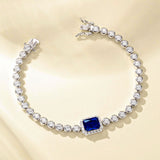 FANCIME "Axis" Pulsera de tenis de plata de ley con zafiro piedra de nacimiento de septiembre corte radiante