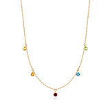 Collar minimalista de oro macizo 14K con cadena de piedras preciosas “Cinco Deseos” FANCIME