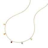 Collar minimalista de oro macizo 14K con cadena de piedras preciosas “Cinco Deseos” FANCIME