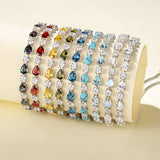 "Glamour Teardrop" Pulsera de tenis de plata de ley con rubí piedra de nacimiento de julio Cadena clásica Bolo