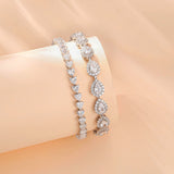 Pulsera de tenis de plata de ley con forma de corazón "Heartline" de FANCIME