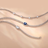 Pulsera de eslabones cubanos de plata de ley con corte radiante y piedra de nacimiento zafiro "Axis" de FANCIME