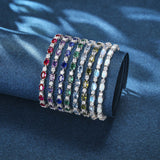 Pulsera de tenis de plata de ley con piedra de nacimiento amatista de febrero y cadena bolo clásica "Glamour Radiance"