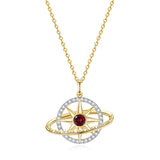 FANCIME Collar de plata de ley con piedra de nacimiento granate de enero "Promesa estelar"