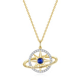 FANCIME Collar de plata de ley con piedra de nacimiento zafiro de septiembre "Promesa estelar"