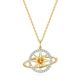 FANCIME Collar de plata de ley con piedra de nacimiento citrino de noviembre "Promesa estelar"