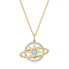 FANCIME Collar de plata de ley con piedra de nacimiento ópalo de octubre "Promesa estelar"