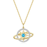 FANCIME Collar de plata de ley con piedra de nacimiento aguamarina de marzo "Promesa estelar"