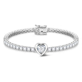 Pulsera de tenis de plata de ley con corte en forma de corazón "Axis" de FANCIME