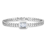 Pulsera de eslabones cubanos de plata de ley con corte radiante "Axis" de FANCIME