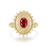 Anillo de plata de ley con piedra de nacimiento de julio en corte oval vintage "Retro Romance" de FANCIME