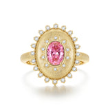 Anillo de plata de ley con piedra de nacimiento de octubre en corte oval vintage "Retro Romance" de FANCIME