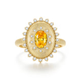 Anillo de plata de ley con piedra de nacimiento de noviembre en corte oval vintage "Retro Romance" de FANCIME