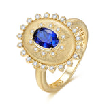 Anillo de plata de ley con piedra de nacimiento de septiembre en corte oval vintage "Retro Romance" de FANCIME