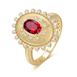 Anillo de plata de ley con piedra de nacimiento de julio en corte oval vintage "Retro Romance" de FANCIME