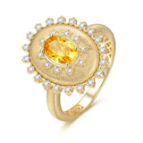 Anillo de plata de ley con piedra de nacimiento de noviembre en corte oval vintage "Retro Romance" de FANCIME