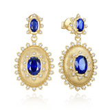 Pendientes de plata de ley con piedra de nacimiento de septiembre en corte oval vintage "Retro Romance" de FANCIME