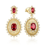 Pendientes de plata de ley con piedra de nacimiento de julio en corte oval vintage "Retro Romance" de FANCIME