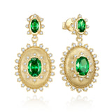 Pendientes de plata de ley con piedra de nacimiento de mayo en corte oval vintage "Retro Romance" de FANCIME