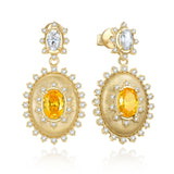 Pendientes de plata de ley con piedra de nacimiento de noviembre en corte oval vintage "Retro Romance" de FANCIME