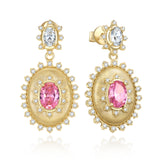 Pendientes de plata de ley con piedra de nacimiento de octubre en corte oval vintage "Retro Romance" de FANCIME