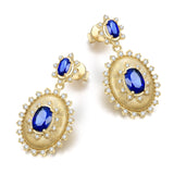 Pendientes de plata de ley con piedra de nacimiento de septiembre en corte oval vintage "Retro Romance" de FANCIME