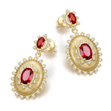 Pendientes de plata de ley con piedra de nacimiento de julio en corte oval vintage "Retro Romance" de FANCIME