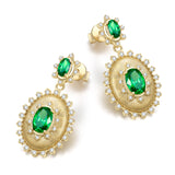 Pendientes de plata de ley con piedra de nacimiento de mayo en corte oval vintage "Retro Romance" de FANCIME