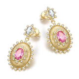 Pendientes de plata de ley con piedra de nacimiento de octubre en corte oval vintage "Retro Romance" de FANCIME