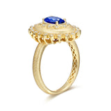 Anillo de plata de ley con piedra de nacimiento de septiembre en corte oval vintage "Retro Romance" de FANCIME