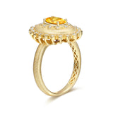 Anillo de plata de ley con piedra de nacimiento de noviembre en corte oval vintage "Retro Romance" de FANCIME