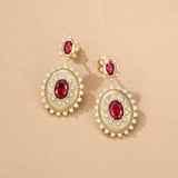 Pendientes de plata de ley con piedra de nacimiento de julio en corte oval vintage "Retro Romance" de FANCIME