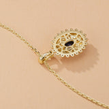Collar de plata de ley con piedra de nacimiento de septiembre en corte oval vintage "Retro Romance" de FANCIME