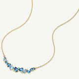 Collar de Plata con Barra de Flor “Susurro de Glicina” con Aguamarina y Topacio