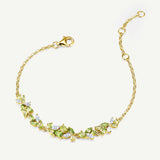 Pulsera de Plata con Barra de Flor “Susurro de Glicina” con Peridoto