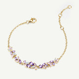 Pulsera de Plata con Barra de Flor “Susurro de Glicina” con Turmalina Rosa