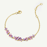 Pulsera de Plata con Barra de Flor “Susurro de Glicina” con Amatista