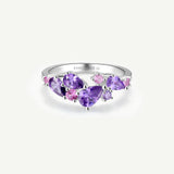 Anillo de Plata con Flor “Susurro de Glicina” con Amatista