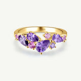 Anillo de Plata con Flor “Susurro de Glicina” con Amatista