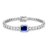 FANCIME "Axis" Pulsera de tenis de plata de ley con zafiro piedra de nacimiento de septiembre corte radiante