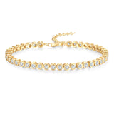 Pulsera de tenis clásica de plata de ley con engaste de bisel ajustable "Orbit" de FANCIME