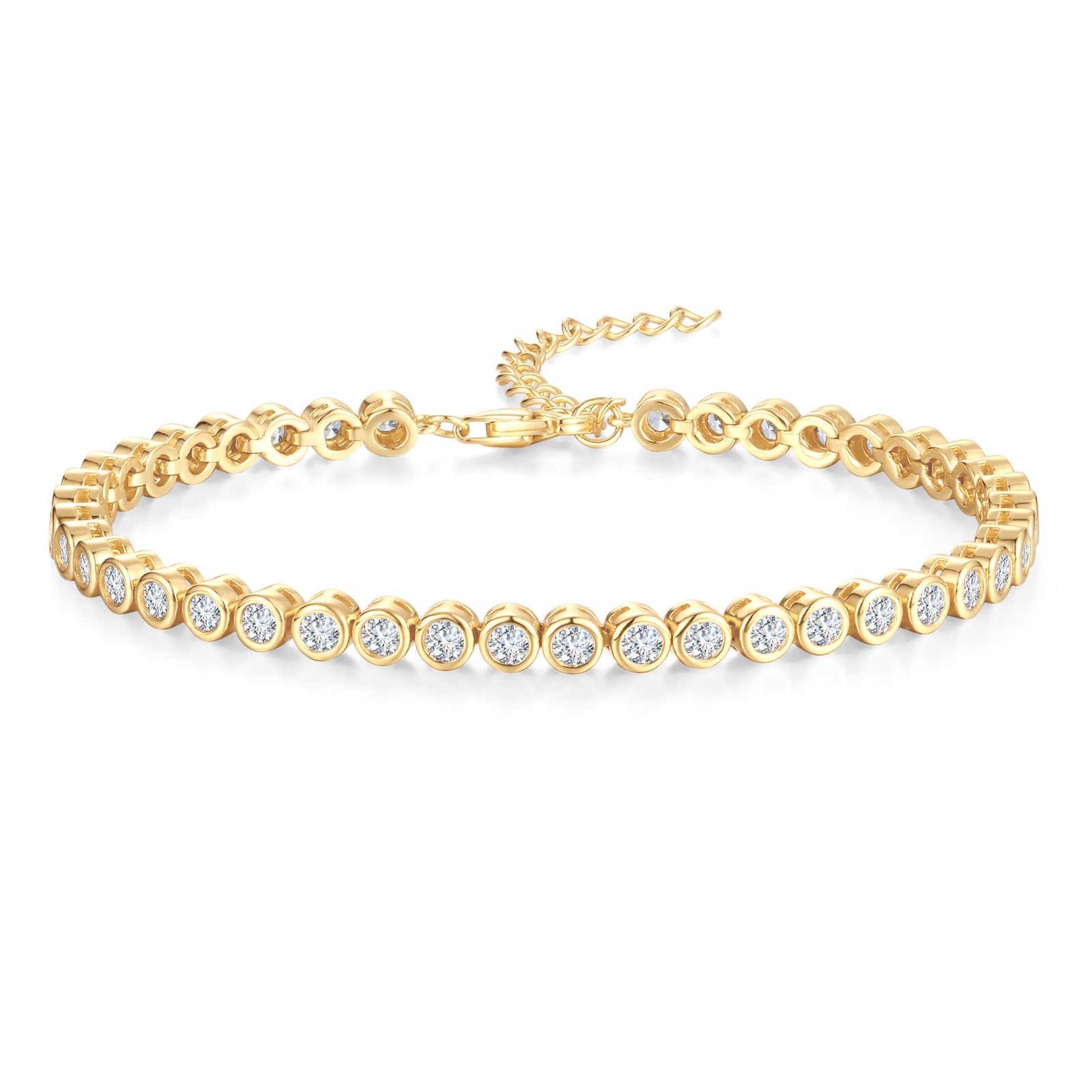 Pulsera de tenis clásica de plata de ley con engaste de bisel ajustable "Orbit" de FANCIME