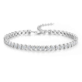 Pulsera de tenis clásica de plata de ley con engaste de bisel ajustable "Orbit" de FANCIME