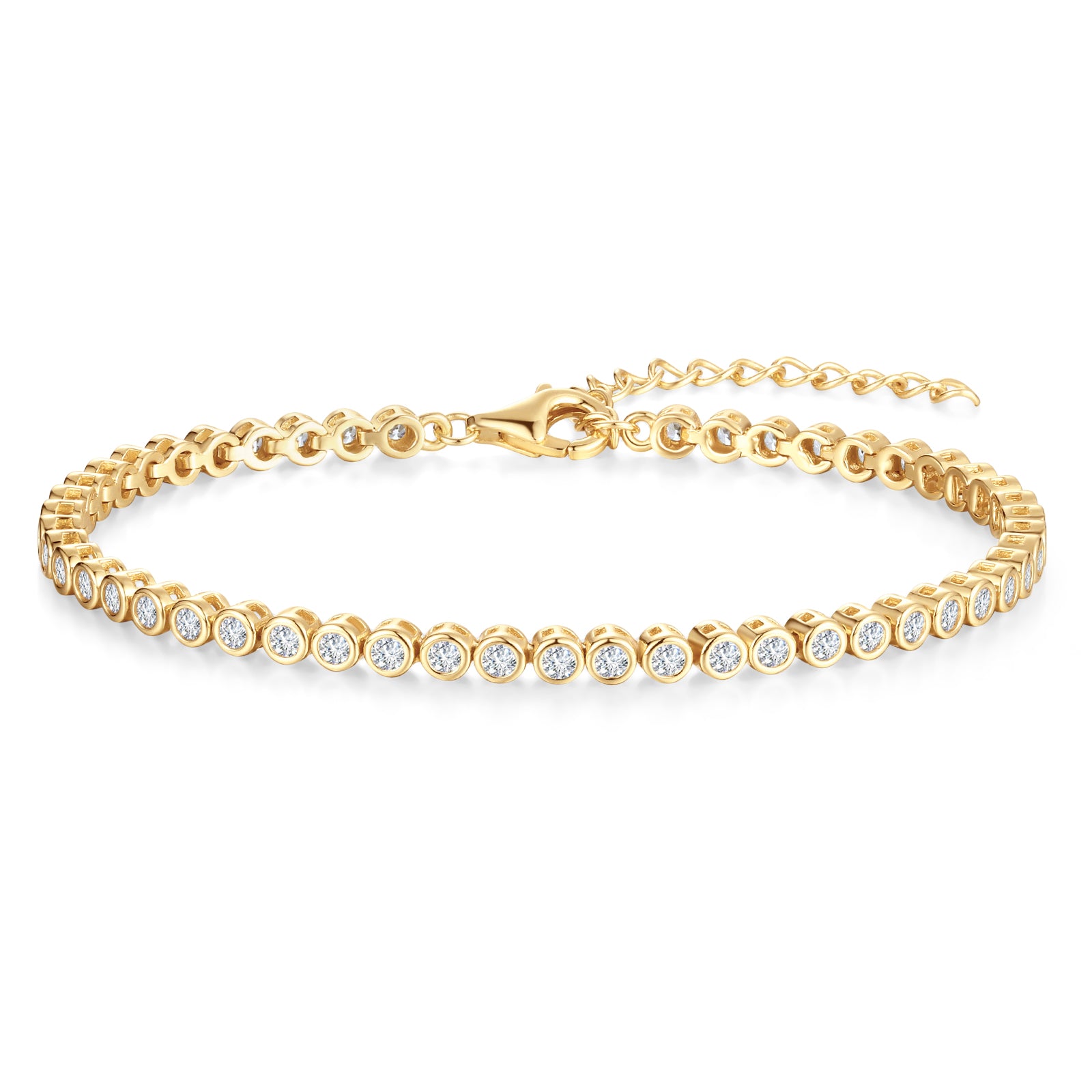 Pulsera de tenis clásica de plata de ley con engaste de bisel ajustable "Orbit" de FANCIME