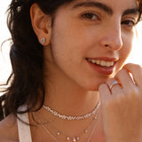 Anillo de plata con piedra de nacimiento Ojo del océano en aguamarina